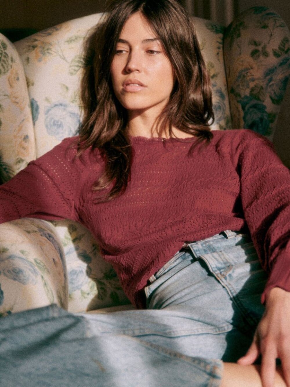 Sézane Brandy Rosewood Jumper with Open Back